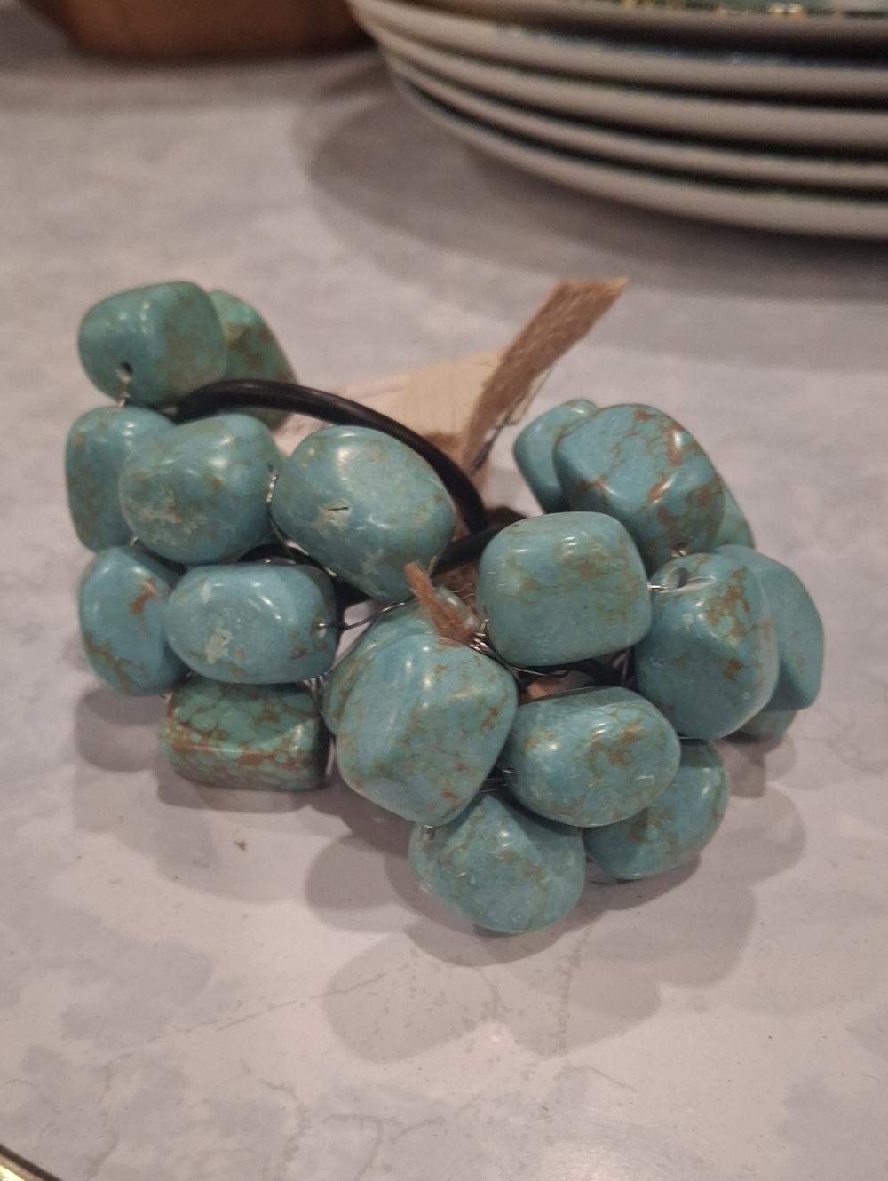 Turquoise Decorative Bead Napkin Rings - Set of 4